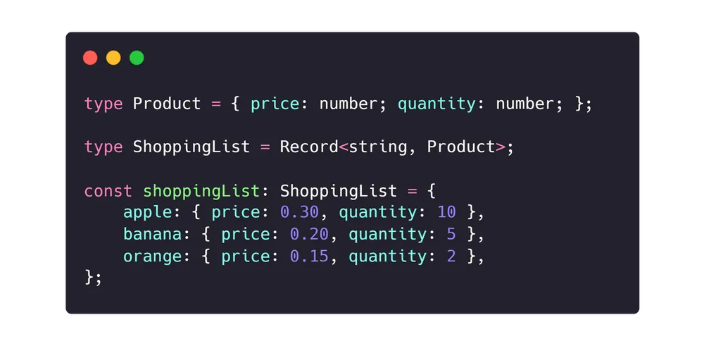 Using the record type to represent objects with currently unknown property names